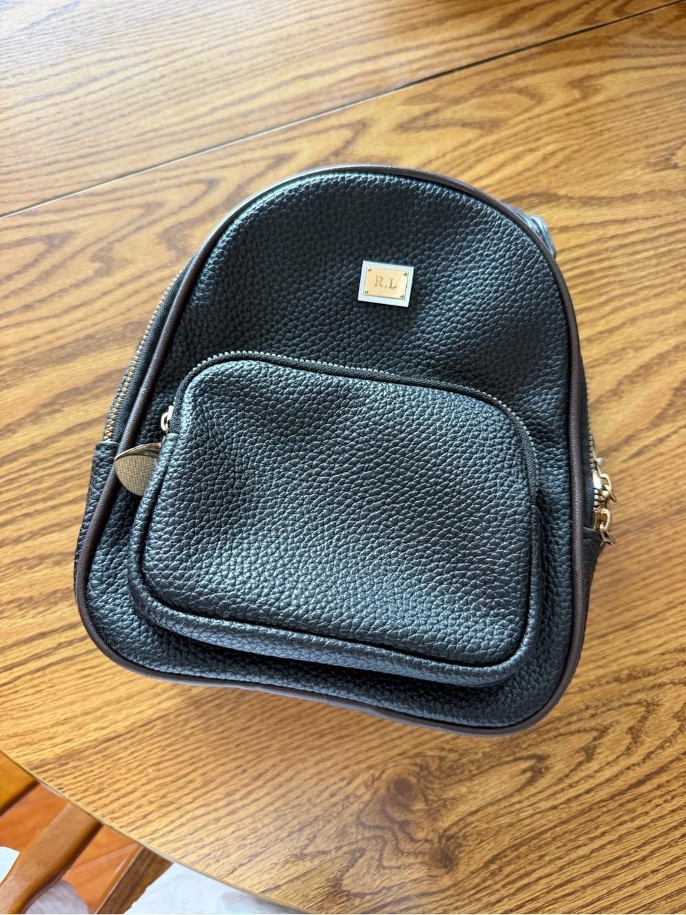 R.L. Black Pebbled Mini Backpack